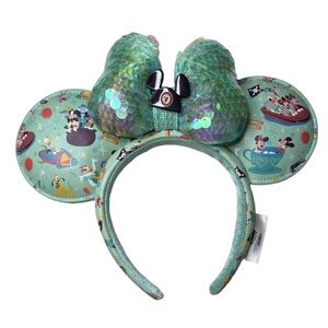 Disney Mermaid Teacup Ride Mint Green Sequin Bow Ear Headband